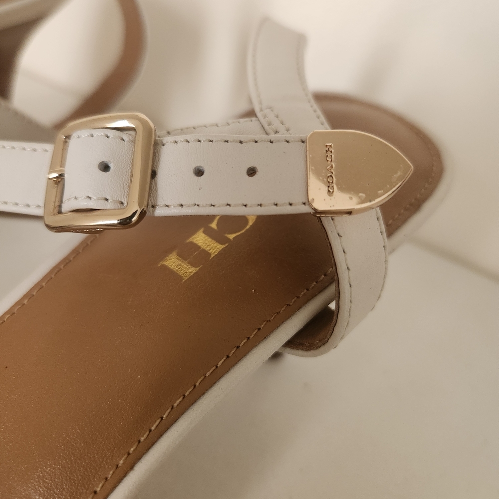 Coach T-Strap White Sandal Heel - Picture 3 of 6